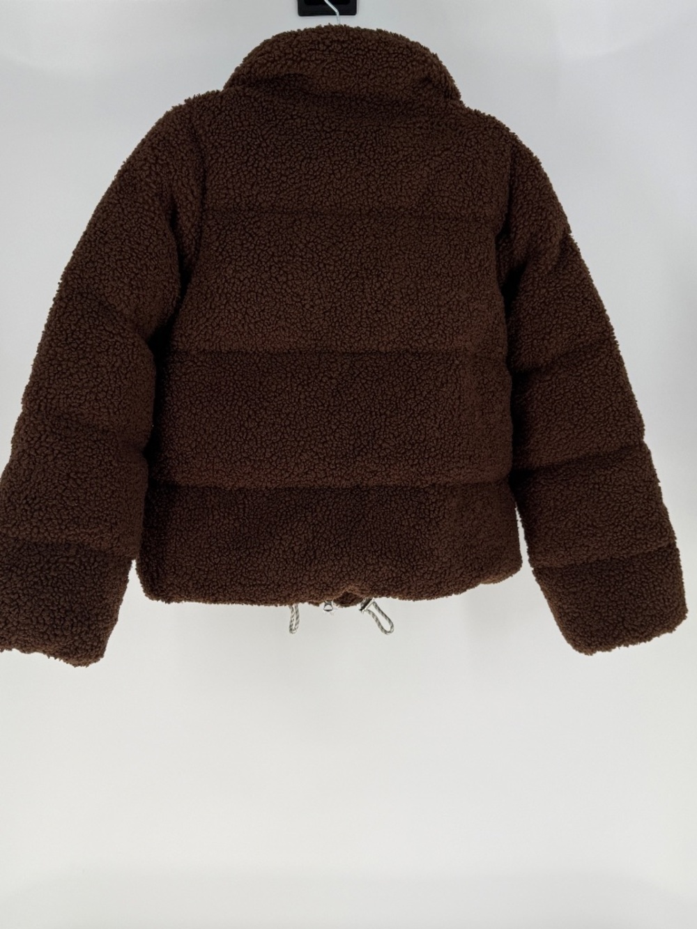 Varley Women's Wilkins Boucle Sherpa Faux Vegan Fur Puffer Jacket Coat Brown S - Picture 3 of 5